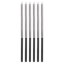 Pitkät kakkukynttilät hopea 6kpl