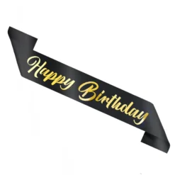 Olkanauha Happy birthday, kulta-musta