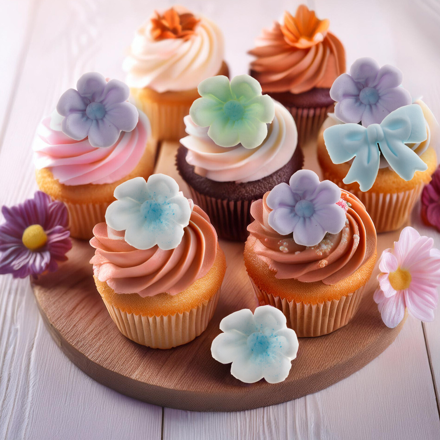 Sokerikoriste rusetit ja kukat vaaleansininen - Image 4