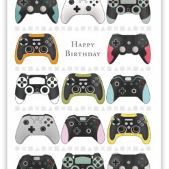 Happy birthday peliohjain- 2-os folioitu kortti