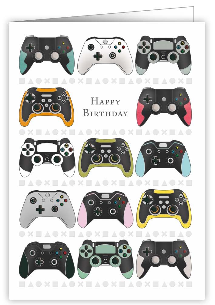 Happy birthday peliohjain- 2-os folioitu kortti