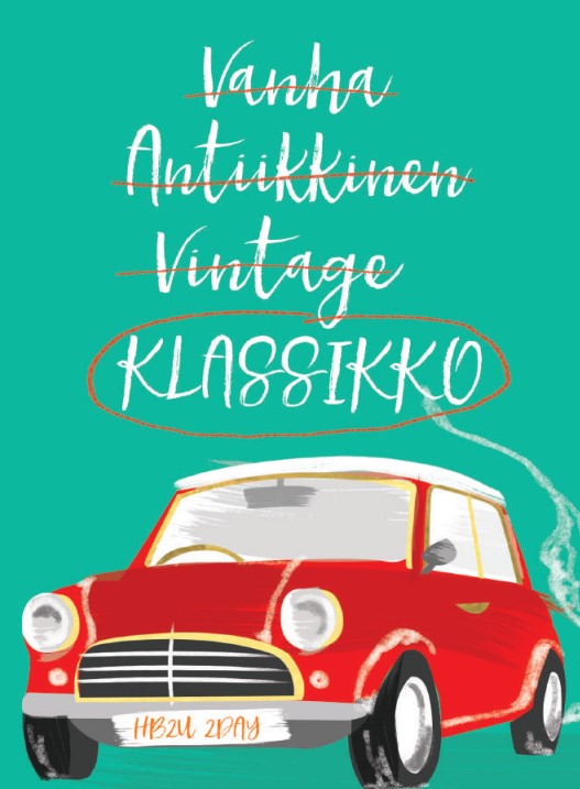 Klassikko auto- 2-os folioitu kortti