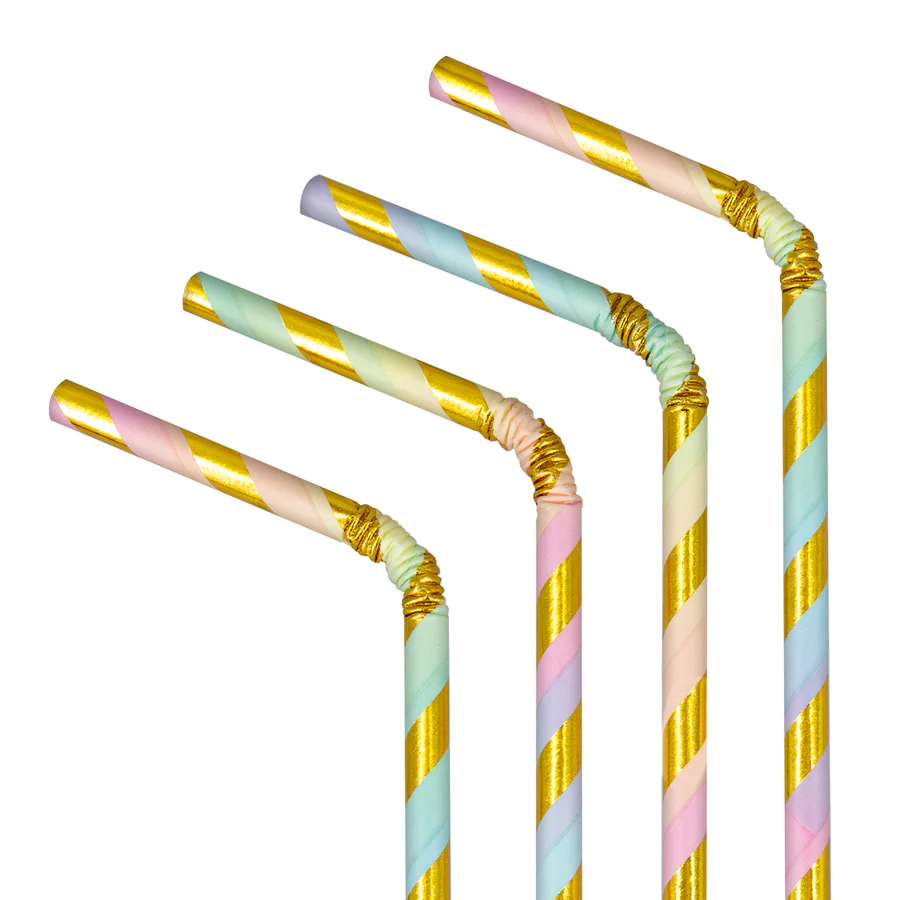 Paperipillit, pastelli-kultaraita 10kpl - Image 2