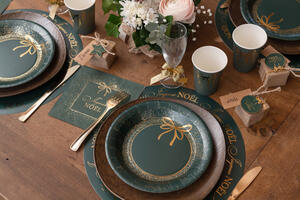 Isot lautaset, kultarusetti 10kpl vihreä - Image 2