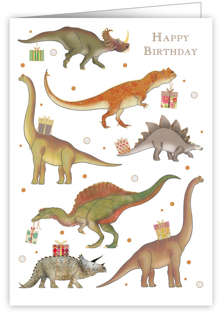 Dinosaurukset happy birthday- 2-os folioitu kortti