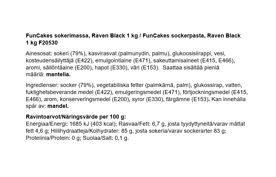 Sokerimassa raven black 1kg - Image 2