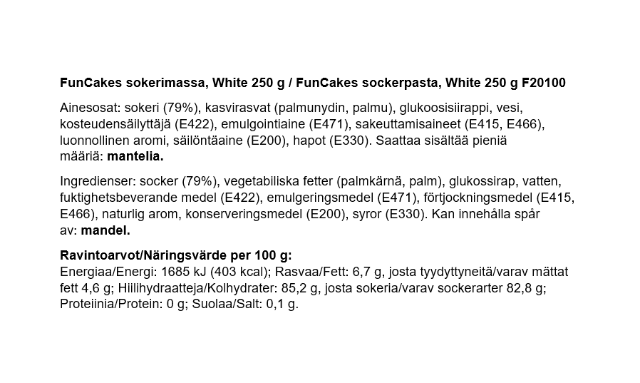 Sokerimassa Bright white 250g - Image 2