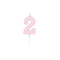 Numerokynttilä 2 pastelli pinkki