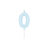 Numerokynttilä 0 pastelli sininen
