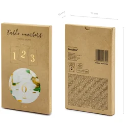 Pöytänumerokortit 1-20 läpinäkyvä+kulta