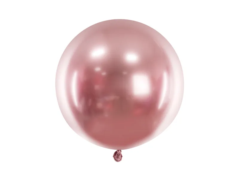 Iso, pyöreä, kiiltävä ruusukullanvärinen pallo 60cm