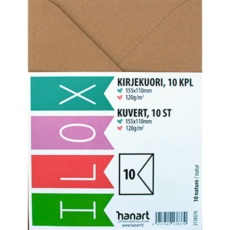 Ruskeat kirjekuoret 10kpl 11x15,5cm
